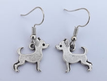 Load image into Gallery viewer, Chihuahua Silver Tone Dog Drop Earrings
