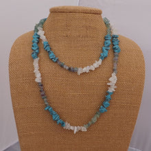 Load image into Gallery viewer, Agate, Fluorite &amp; Faux Turquoise Handmade Gem Chip Necklace (Made in NZ)
