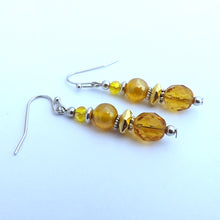 Load image into Gallery viewer, Amber Brown &amp; Yellow Handmade Glass Bead Earrings
