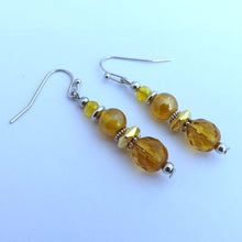 Load image into Gallery viewer, Amber Brown &amp; Yellow Handmade Glass Bead Earrings
