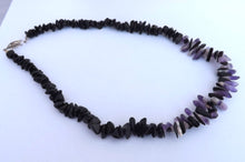 Load image into Gallery viewer, Amethyst &amp; Onyx Gem Chip Handmade Bead Necklace
