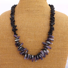 Load image into Gallery viewer, Amethyst &amp; Onyx Gem Chip Handmade Bead Necklace
