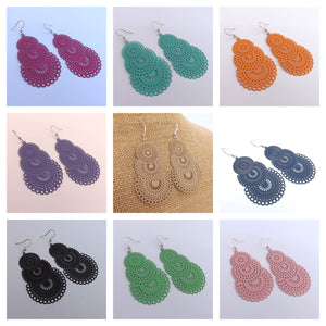 Filigree Drop Earrings (12 colour options)