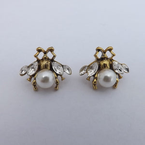 Bee Stud Earrings, Gold Tone