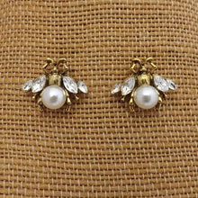 Load image into Gallery viewer, Bee Stud Earrings, Gold Tone
