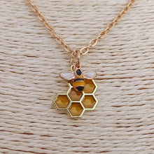 Load image into Gallery viewer, Bee &amp; Honeycomb Pendant Necklace
