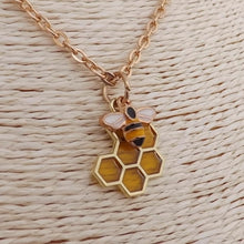 Load image into Gallery viewer, Bee &amp; Honeycomb Pendant Necklace
