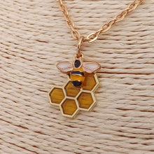 Load image into Gallery viewer, Bee &amp; Honeycomb Pendant Necklace

