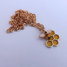 Load image into Gallery viewer, Bee &amp; Honeycomb Pendant Necklace

