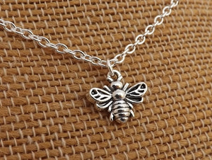 Bee Silver Tone Pendant Necklace