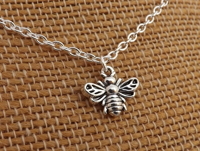 Bee Silver Tone Pendant Necklace