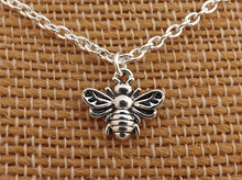 Load image into Gallery viewer, Bee Silver Tone Pendant Necklace
