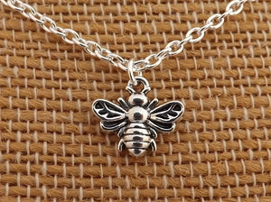 Bee Silver Tone Pendant Necklace