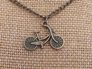 Bicycle Bronze Tone Pendant Necklace