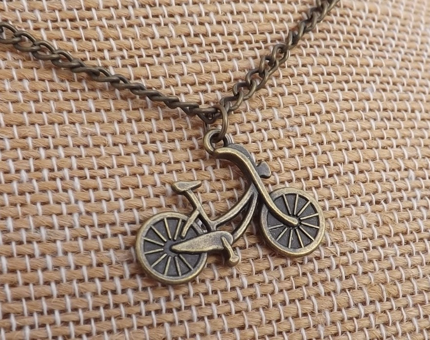 Bicycle Bronze Tone Pendant Necklace