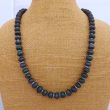 Load image into Gallery viewer, Black Acrylic with Blue &amp; Green Spacers Bead Necklace, Bracelet &amp; Earrings Set
