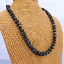 Load image into Gallery viewer, Black Acrylic with Blue &amp; Green Spacers Bead Necklace, Bracelet &amp; Earrings Set
