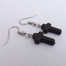 Load image into Gallery viewer, Black Cross Drop Earrings
