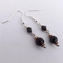 Load image into Gallery viewer, Black &amp; Bronze Handmade Chain Link Bead Earrings
