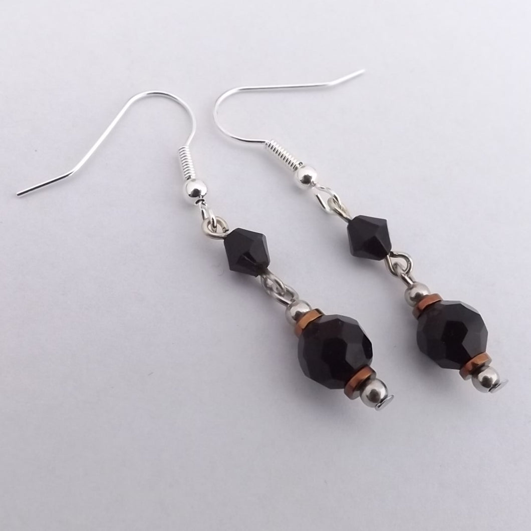 Black & Bronze Handmade Chain Link Bead Earrings