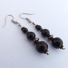 Load image into Gallery viewer, Black, Bronze &amp; Grey Handmade Bead Earrings (Made in NZ)
