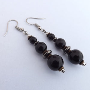 Black, Bronze & Grey Handmade Bead Earrings (Made in NZ)