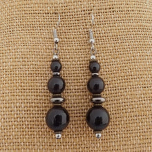 Load image into Gallery viewer, Black, Bronze &amp; Grey Handmade Bead Earrings (Made in NZ)
