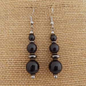 Black, Bronze & Grey Handmade Bead Earrings (Made in NZ)