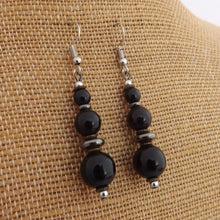 Load image into Gallery viewer, Black, Bronze &amp; Grey Handmade Bead Earrings (Made in NZ)
