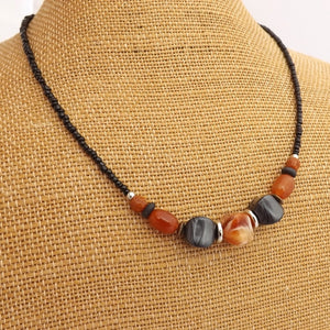 Black, Brown & Grey Handmade Bead Necklace