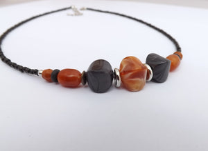 Black, Brown & Grey Handmade Bead Necklace
