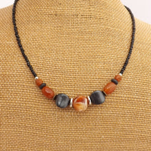 Load image into Gallery viewer, Black, Brown &amp; Grey Handmade Bead Necklace
