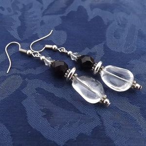 Black & Clear Handmade Bead Earrings