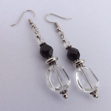 Load image into Gallery viewer, Black &amp; Clear Handmade Bead Earrings
