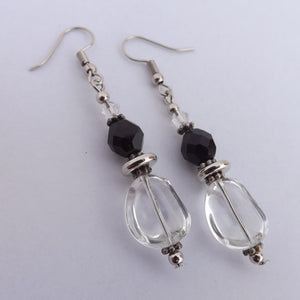 Black & Clear Handmade Bead Earrings