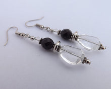 Load image into Gallery viewer, Black &amp; Clear Handmade Bead Earrings
