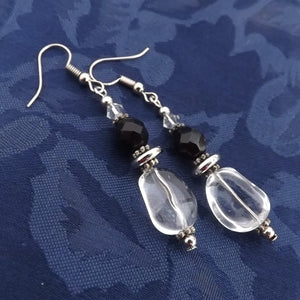 Black & Clear Handmade Bead Earrings