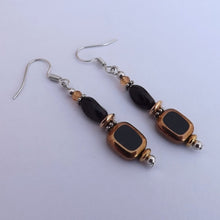 Load image into Gallery viewer, Black &amp; Gold Handmade Bead Earrings
