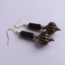 Load image into Gallery viewer, Black &amp; Gold Handmade Bead Earrings
