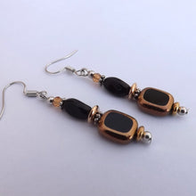 Load image into Gallery viewer, Black &amp; Gold Handmade Bead Earrings

