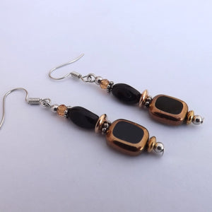 Black & Gold Handmade Bead Earrings