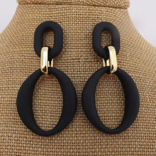 Load image into Gallery viewer, Colour &amp; Gold Tone Large Acrylic Earrings (Multiple colour options)
