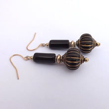 Load image into Gallery viewer, Black &amp; Gold Handmade Bead Earrings
