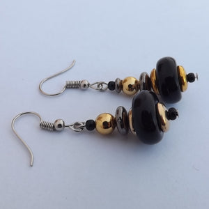 Black & Gold Handmade Bead Earrings (Made in NZ)