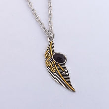Load image into Gallery viewer, Black, Gold &amp; Silver Feather Pendant Necklace
