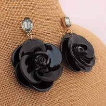 Load image into Gallery viewer, Black &amp; Grey Acrylic Flower Stud Earrings
