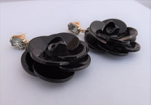 Load image into Gallery viewer, Black &amp; Grey Acrylic Flower Stud Earrings
