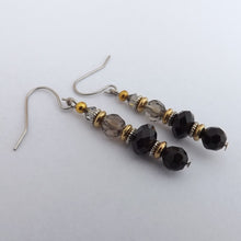 Load image into Gallery viewer, Black, Grey, Silver &amp; Gold Tone Handmade Bead Earrings
