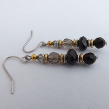 Load image into Gallery viewer, Black, Grey, Silver &amp; Gold Tone Handmade Bead Earrings
