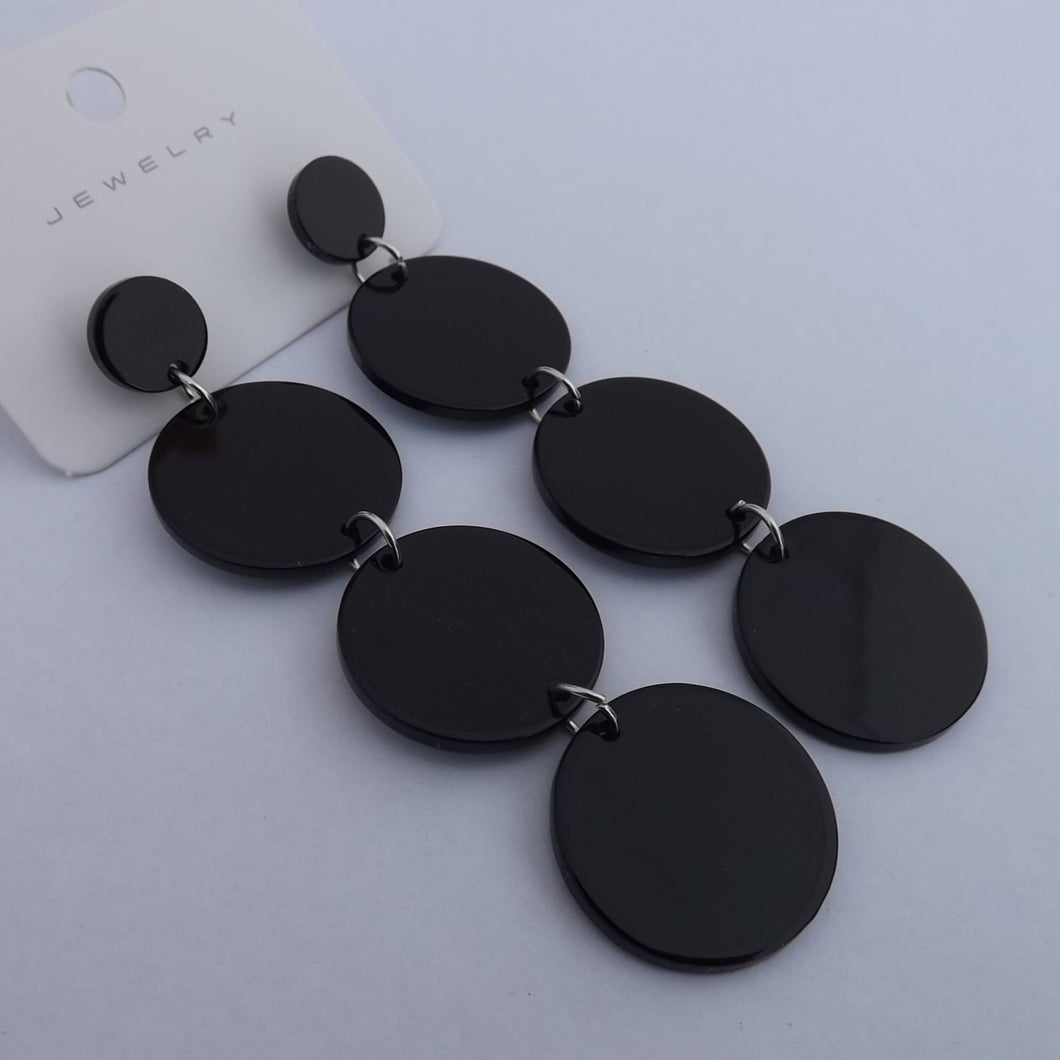 Black Round Acrylic Drop Earrings